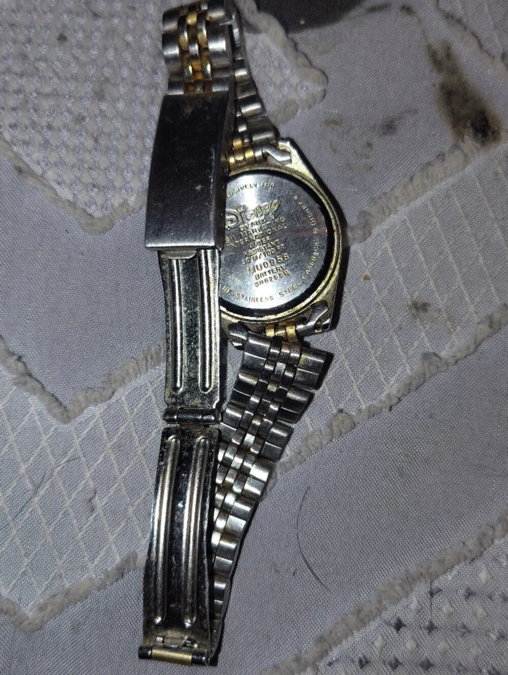 Vintage Disney Mickey Mouse Watch Mens Two Tone Gold Stainless Steel Quartz Date